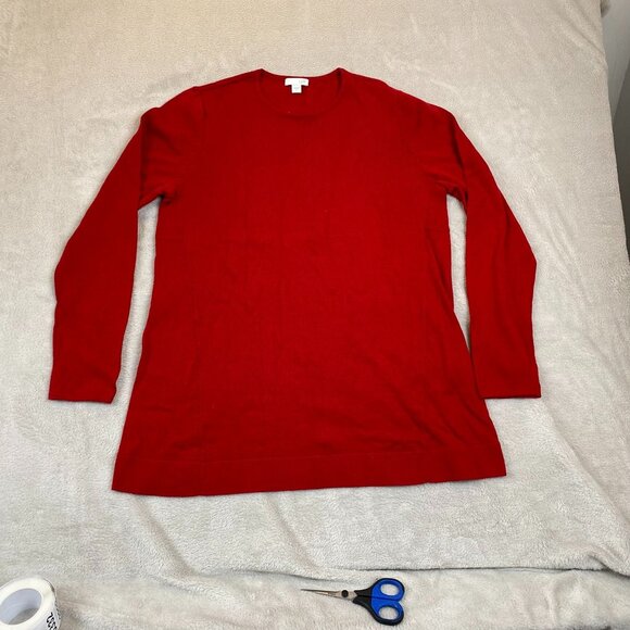 J.Jill Woman's Knit Tunic Sweater Small Red Long-Sleeve Cotton Blend Made In Chi - Picture 10 of 10